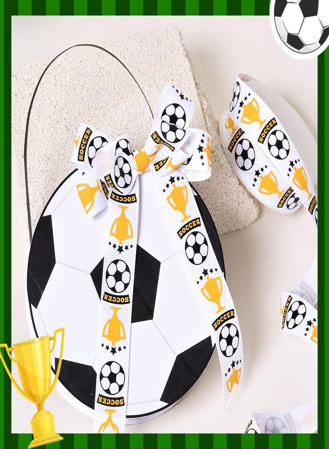 Ribest Soccer Ball Sports Ribbon, 7/8 Inch Grosgrain Ribbon for Crafts Hair Bows Gift Wrapping Team Decor Party Decorations, White/Black/Gold, 10 Yards - Image 4